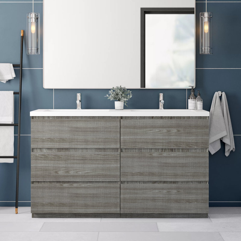 Freestanding Double Vanity Morris marble 61 double bathroom vanity set